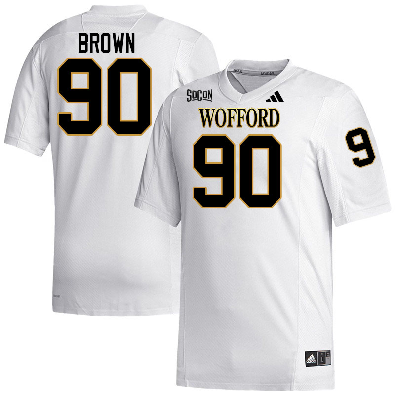Wofford Terriers #90 O'marion Brown College Football Jerseys,Uniforms Stitched-White